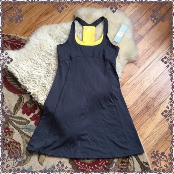 lola Dresses & Skirts - NWT Lola Sport Grey and Yellow Tank Dress